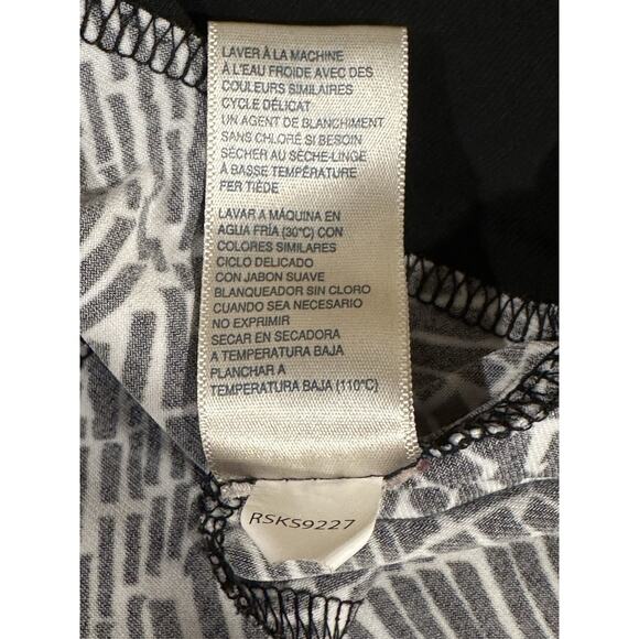 Rafaella Cold Shoulder Top Small Black White Print Keyhole Blouse S - Picture 10 of 10